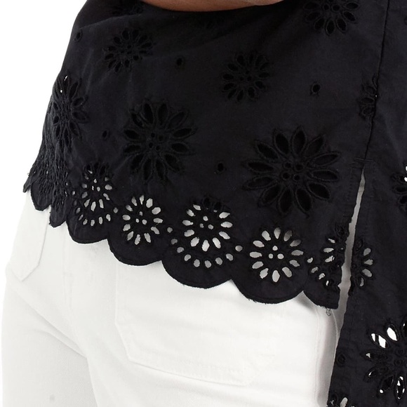 J. Crew NWT Scalloped eyelet funnelneck top - Picture 4 of 14